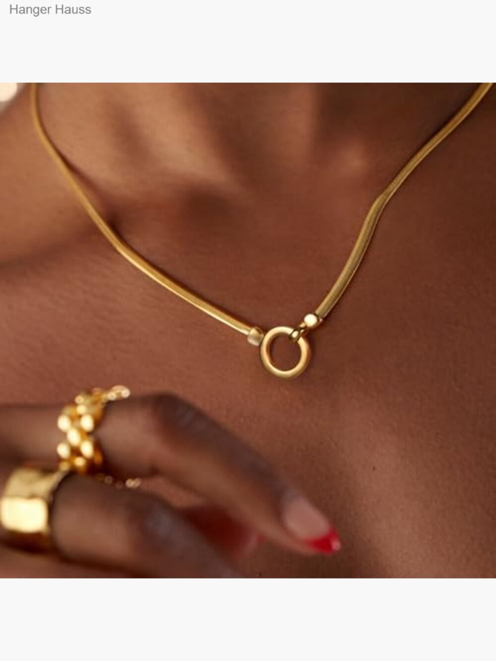 14k Gold Plated Interlocking Circle Heart Necklace for Women - Picture 5 of 7